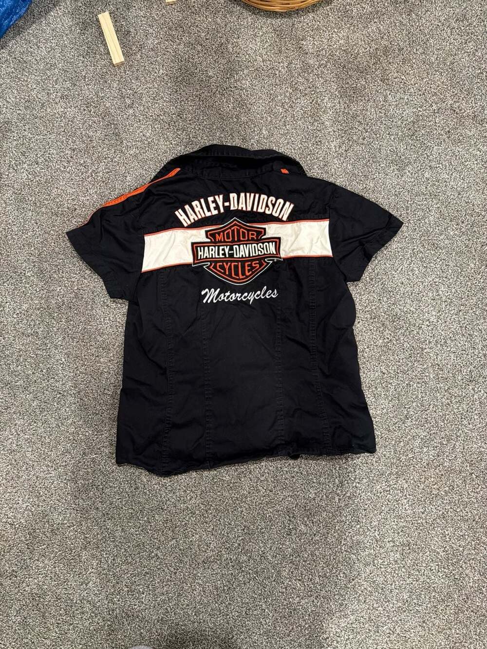 Harley-Davidson Women's Short Sleeve Zip-Front Embroidered Shirt, Black/Orange,